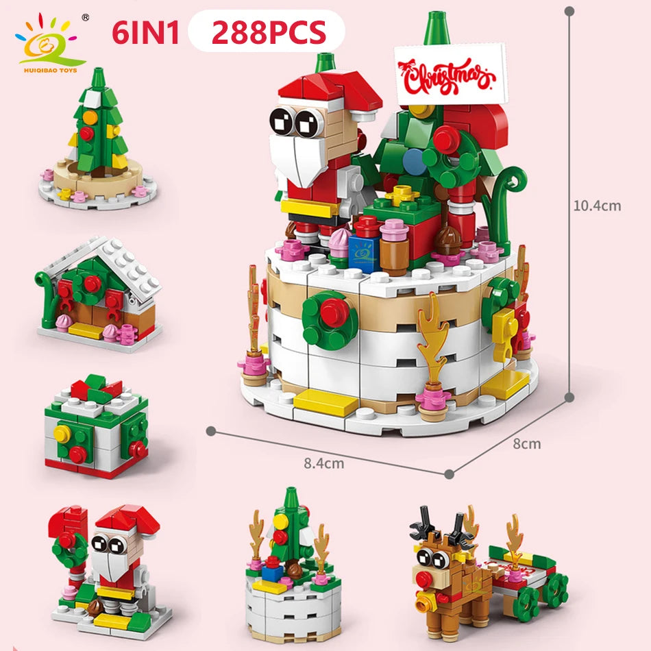 A set of 288 pieces of Christmas building blocks featuring a snow house, Santa, deer, and other holiday figures.