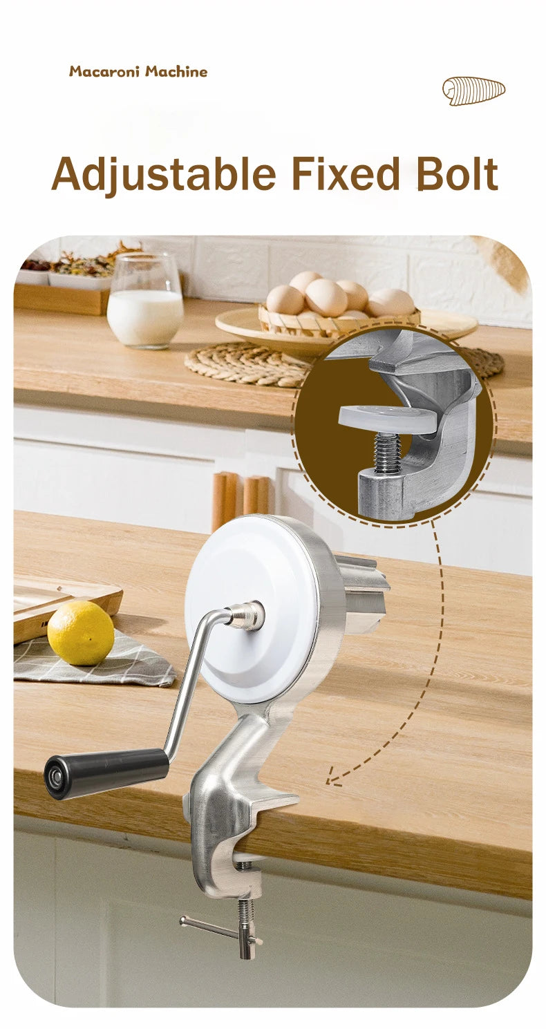 Adjustable fixed bolt mechanism of a macaroni machine used for making pasta.