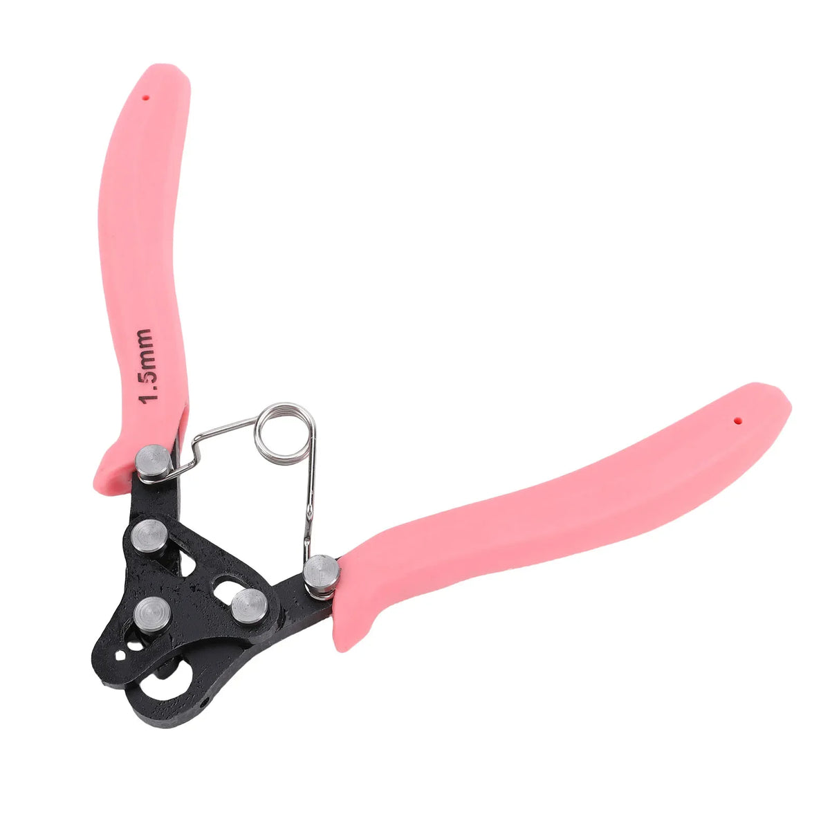 Pink one-step wire looping pliers with a 1.5mm jaw and black metal handles