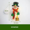 A glowing snowman decoration light featuring a black top hat, orange scarf, and green accents.