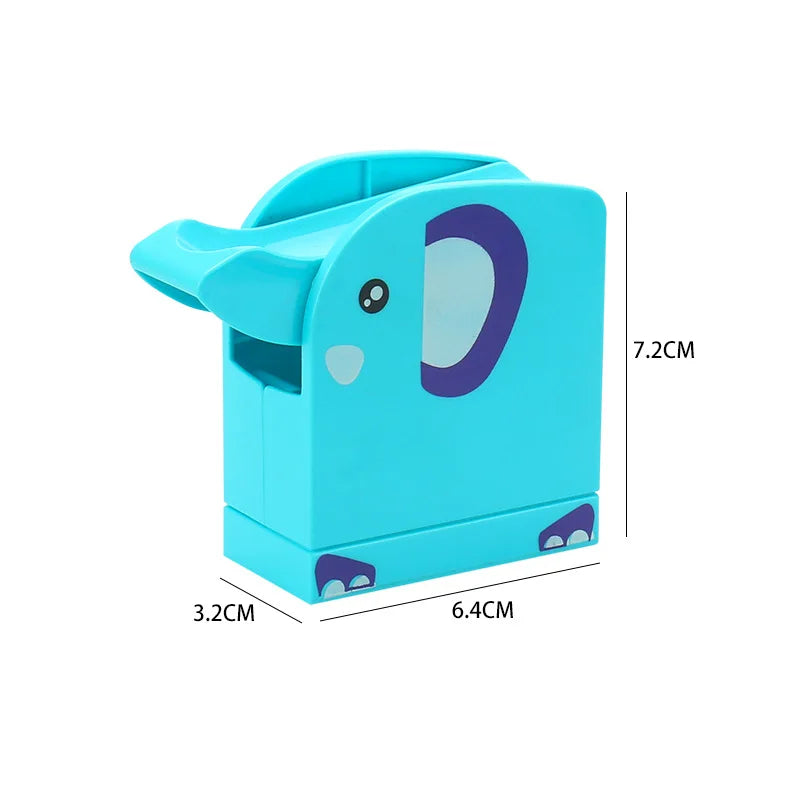 A teal marble run building block set with tracks and funnels, showing its dimensions.