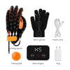 A set of hand rehabilitation robot gloves including mirror gloves, power cord, airbag gloves, training ball, main engine, and