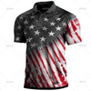Herrer poloskjorte med vintage amerikansk flaggdesign i svart, hvitt og rødt.
