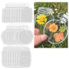 A set of thirty clear glass jars filled with dried flowers used as DIY bookmarks.