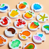 A collection of colorful, round, plastic food items used for an interactive pretend play hot pot cooking set.