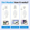 Diagram showing three modes of operation for a WiFi range extender: AP Mode, Repeater Mode, and Router Mode.