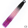Black to pink gradient pre-braided ponytail extension with an elastic band
