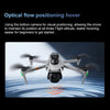 A drone is shown hovering, utilizing a bottom camera for visual positioning during flight.