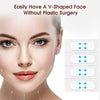 Gesicht einer Frau mit V-förmigen Lift-Tape-Linien für eine V-förmige Gesichtsform ohne Plastische Chirurgie.
