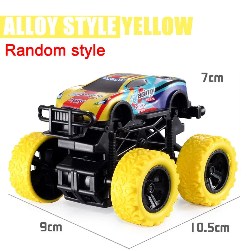Yellow alloy style random style pull-back stunt SUV toy car with large wheels