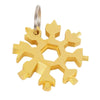 Gold-colored 18-in-1 compact multi-tool featuring a snowflake design.