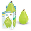 A green fruit-shaped 3x3 puzzle cube with a leaf design is shown next to its packaging box.