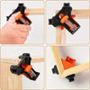 Four adjustable right-angle clamps used for woodworking and DIY projects, shown in various angles.
