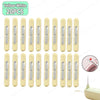 A set of 20 yellow-white needle threaders and seam rippers for sewing projects.