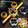 A set of six brass pipe bushing tools and fittings for making pipe threads on PVC and NPT pipes.