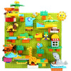 A colorful marble run building blocks set featuring various animal figures and tracks.