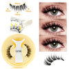 A set of magnetic eyelash extensions and a precision tweezer for applying false eyelashes.