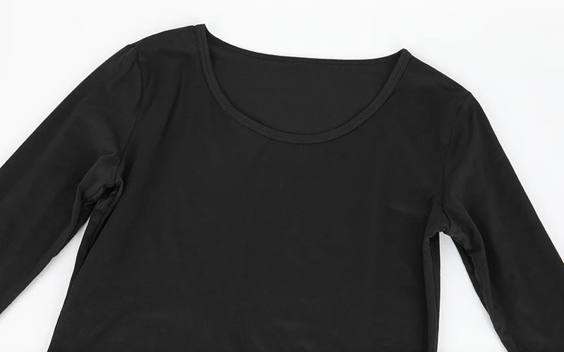 Black long-sleeved thermal top for women