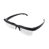 Black adjustable focus reading and distance glasses with clear lenses