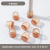S-Brown silicone furniture leg pads with felt bottoms for scratch protection, shown in various sizes.