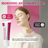 A woman applies Skin Brightening Cream with Arbutin, Hyaluronic Acid & Niacinamide for morning and night use.