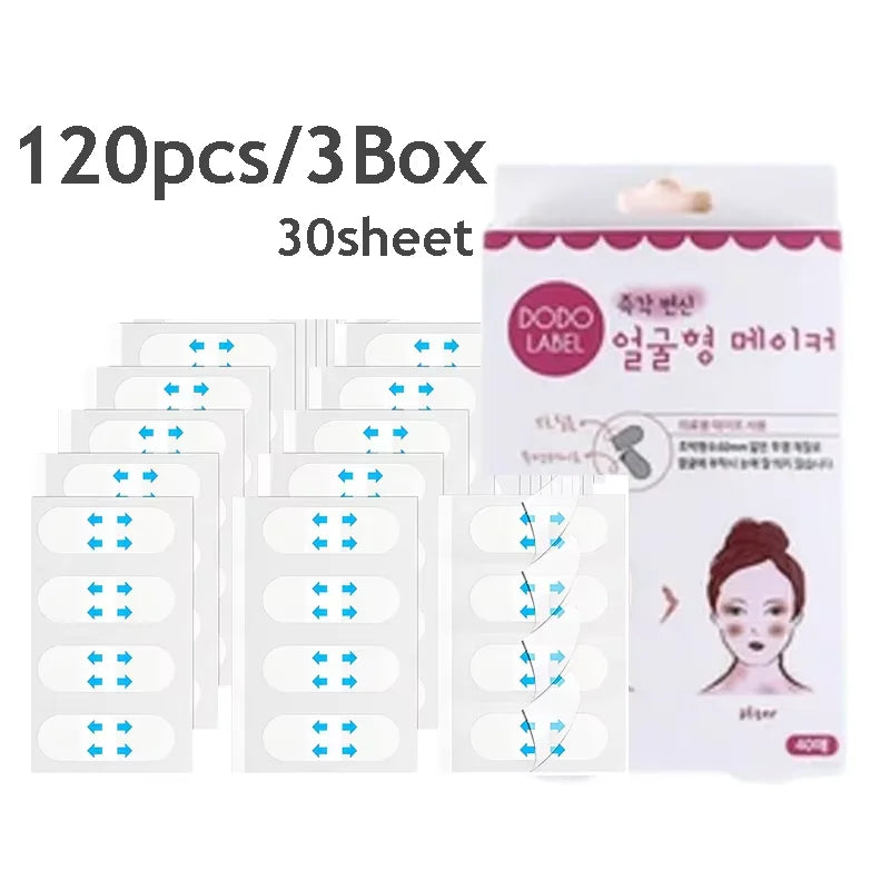 A package of 120 pieces of DODO LABEL invisible V-lift face stickers for instant skin tightening.