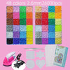 A colorful craft kit featuring 48 colors of beads, ironing paper, and star-shaped templates.