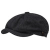 A dark gray vintage retro newsboy cap with a textured fabric and a folded brim.