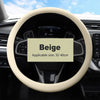 Funda de volante de silicona beige para coche, talla 32-40cm.