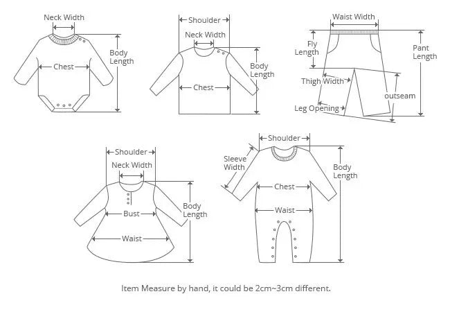 Diagram showing various measurements for a kids' dinosaur print short-sleeve t-shirt and shorts set.
