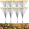 A set of solar firefly garden lights with wind sway effect, showing various light configurations.