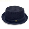 Chapeau de soleil classique bleu marine foncé avec large bord et tissu mesh texturé.