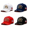 A set of three embroidered baseball caps celebrating the 250th anniversary of the United States featuring an eagle and Americ