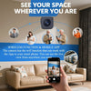Caméra de sécurité WiFi 1080P compacte utilisée pour surveiller un espace à distance via une application smartphone.
