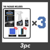 A package containing a headlight refurbishment kit including a light, a bottle of protective fluid, a towel, and a sponge.
