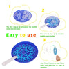 A three-step guide showing how to use a bubble wand party set for outdoor bubble toys.