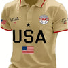 Pologenser med kort erme i brunfarge med USA-emblem og patriotiske motiver.