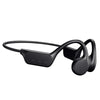 Black bone conduction sports headphones with a flexible headband and ear hooks