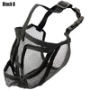 Black dog muzzle with adjustable straps and mesh material for biting prevention