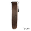 Long brown hair extension with a black clip-in band shown vertically.