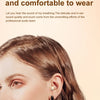 Close-up of a woman wearing small, lightweight mini headphones.