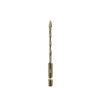 A single stainless steel serrated drill bit with a hexagonal shank.