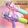 Pink water gun toy with a double nozzle and a cute animal design, shown in a studio setting.