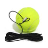 En lys neon gul tennisball til trening med svart elastisk snor