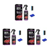 A set of three bottles of high protection 3-in-1 nano ceramic coating spray for cars with a black dispenser and blue foam app