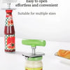 A portable bottle opener tool is shown next to a glass jar, demonstrating its use for opening bottles and jars.