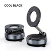 A black 360° rotating magnetic foldable phone holder for car and desk.