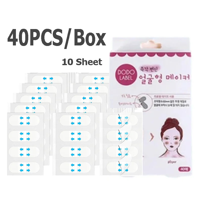 Box of 40 sheets of invisible V-lift face stickers for instant skin tightening
