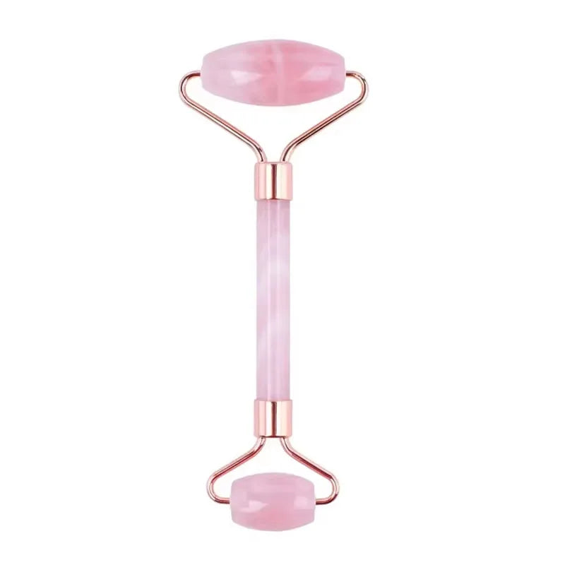 Set de rodillo de jade natural rosa y herramienta gua sha para masaje facial