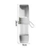 Botella portátil de agua para perros 2 en 1, blanca, con compartimento para comida, vista lateral.